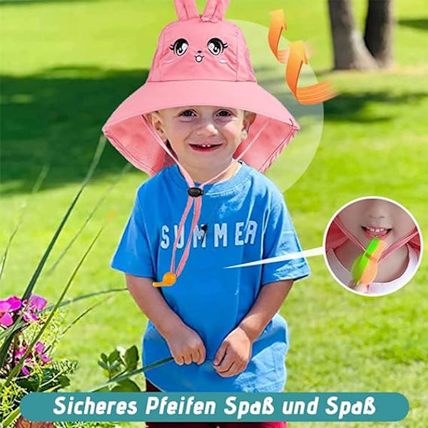 Børne solhat, lyserød prinsesse [kanin] børne UV-beskyttelseshat