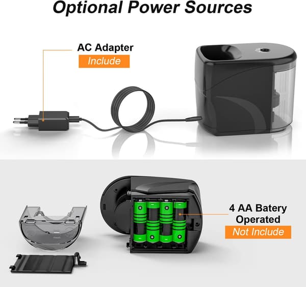 Elektrisk Blyantspidser, To Strømtilstande (Batteri og USB)