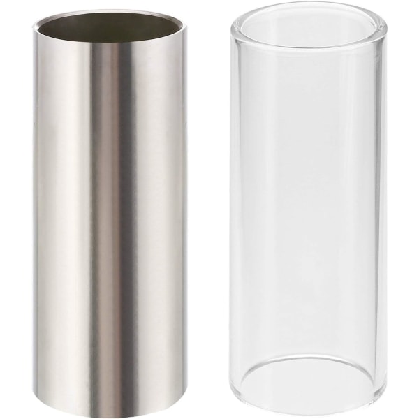 2 stk. Glass Slide og Rustfrit Stål Slide i Æske til