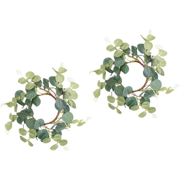 Blomsterkrans 2-delt sæt af lysringe, kunstig eucalyptus