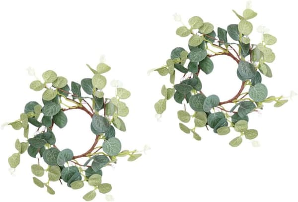 Blomsterkrans 2-pack med ljusringar, konstgjord eucalyptus