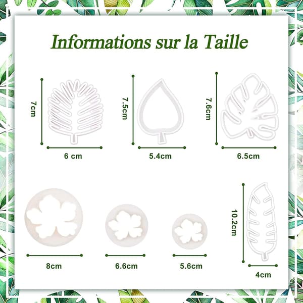 Sats med 7 Kakformar i Form av Blad och Tropiska Blommor