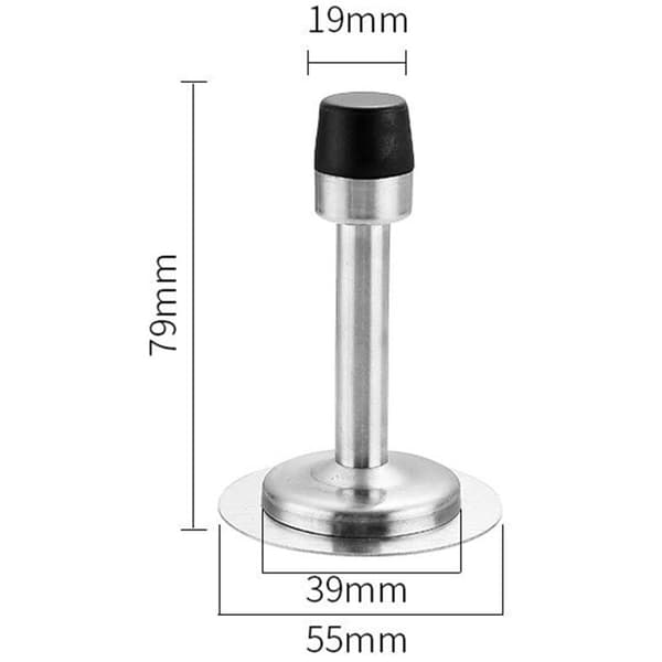 2-pakning kraftige krombelagte veggmonterte dørstoppere i rustfritt stål