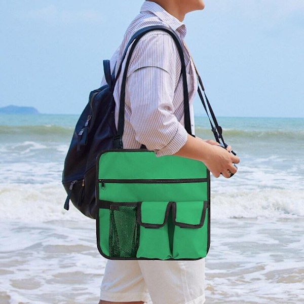 （Grønn）Campingstol Hengeveske Armleneside Organizer Strand Multi Lommer Organiser Stol Tote Skulder Ved Siden Av Oppbevaringspose For Utendørs Fiske Strand