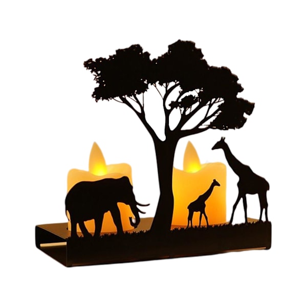 Metal Candle Holders Elephant Elephant Tree Silhouette Tea Light Candle Holder 4