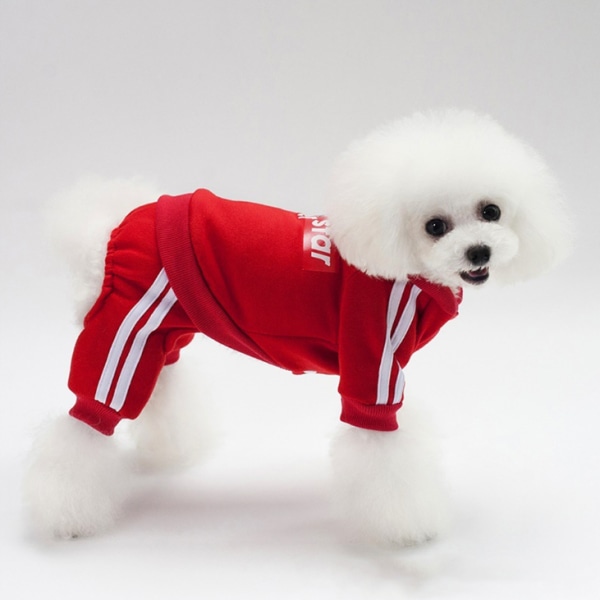Husdjurskläder, Hund Katt Hoodie, Hundkläder Vinter XS-XXL (Röd, M)