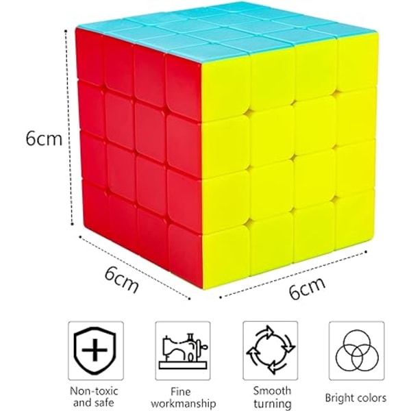 Magic Cube 4x4x4, Magic Cube 4x4 No Sticker 3D Puzzle Cube Brain