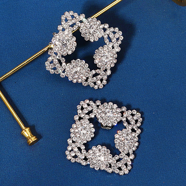 2 st Eleganta Silver Crystal Rhinestone Skoklipp 5,5 cm Bröllop