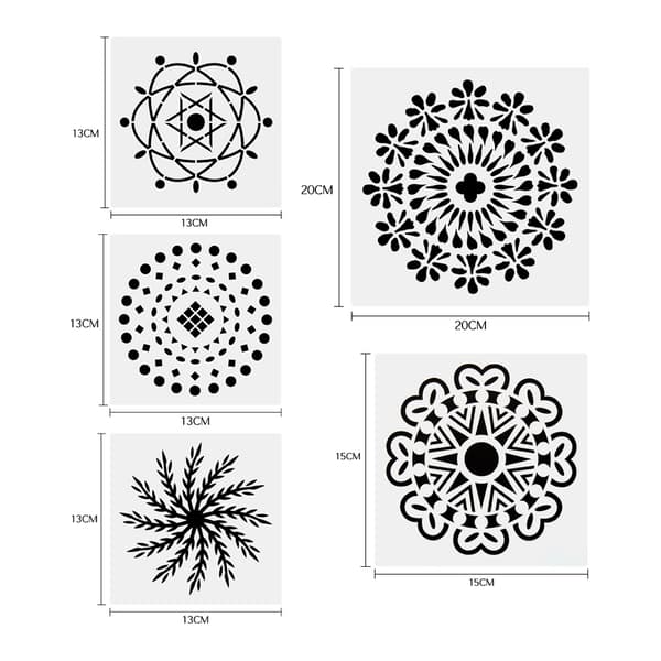 Mandala Tools 62 Dele Sæt 96 Huller Penholder Malingskabelon