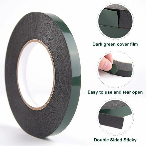 2 ruller 12mm dobbeltklæbende tape, ekstra stærk dobbeltklæbende