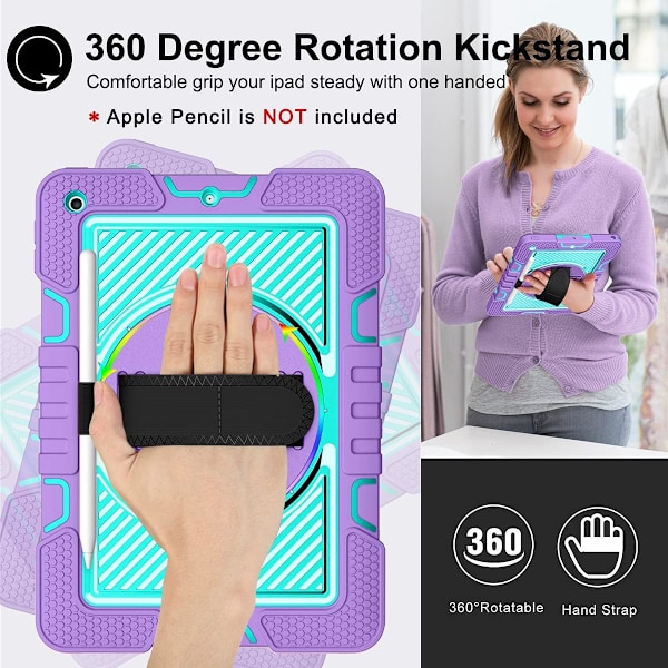 Fodral Kompatibelt med iPad 9/8/7 10,2 Tum (2021/2020/2019 Modell, 9:e/8:e/7:e Generation) S-pennstöd