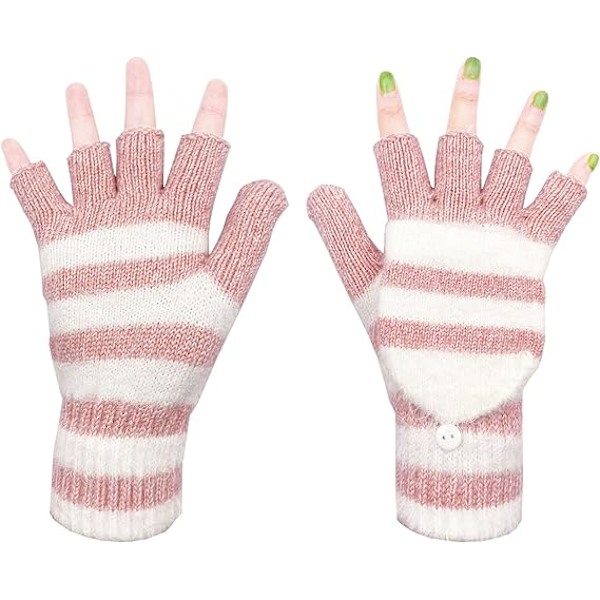 Vinter Fingerløse Handsker Vanter til Kvinder Mænd Varme Uld Strikket Konvertible Flip Top Vanter Koldt Vejr