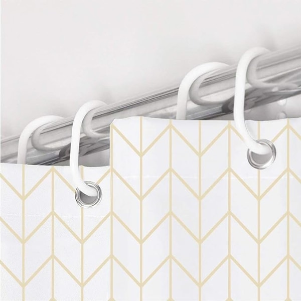 Gullfarget Geometrisk Dusjforheng 180 x 180 cm (71 x 71 tommer) for