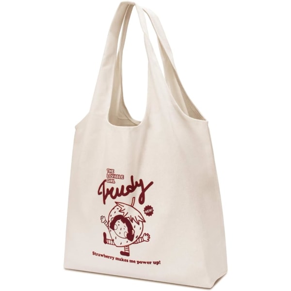 Strawberry Print Canvas Tote Bag (42 x 31 cm), Tote Bag for