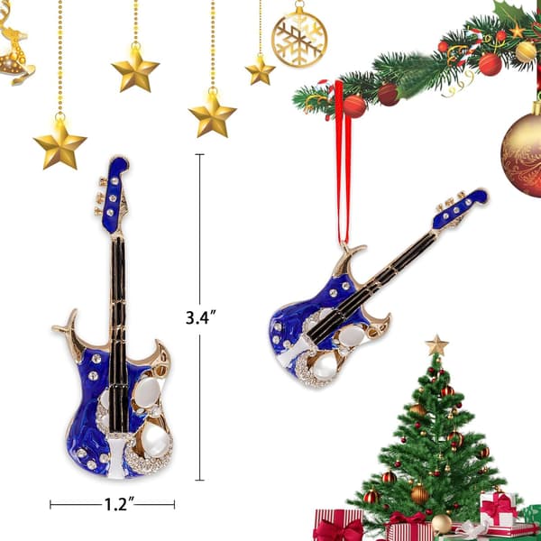 Gitar Julepynt 2024 - Blå Gitarpynt til Juletreet - Gitargaver Minne for Musikk Gitarspillere