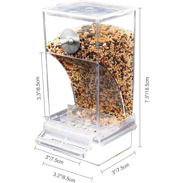 1 st (transparent) Fågelfröautomat i akryl, smutsfri