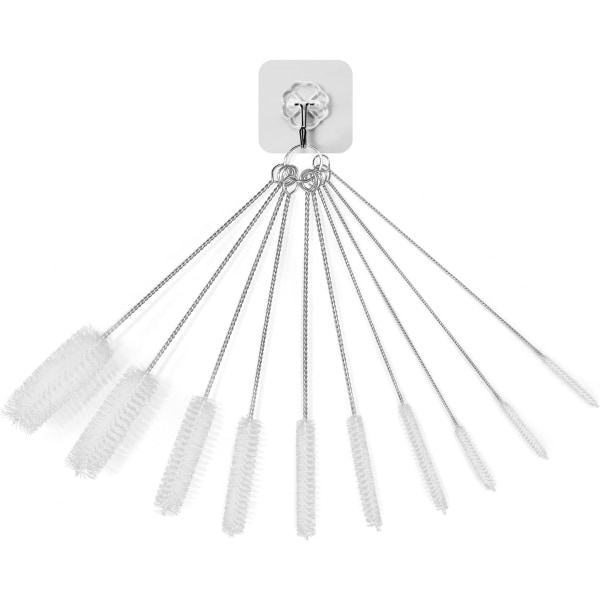 10-pack Nylon Rengöringsborstar, 1 krok för rengöring av små rör