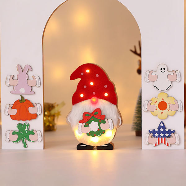1 set juldekorationer DIY träbelysta ornament
