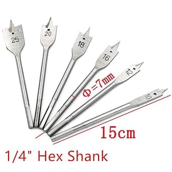 6-pack Platta Träborr Set 10,12,16,18,20 och 25mm Trä