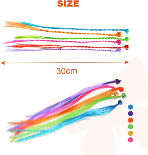 24-pack Hårflätor Set, Regnbågsflätor med Hårclips, Flätade