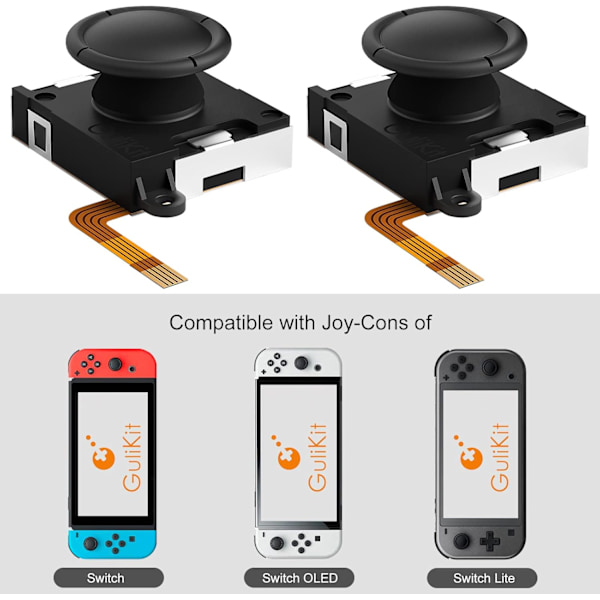 Guli Switch Joystick-erstatningssett, uten drift, Hall-effekt Joystick for Switch Joycon, OLED Switch Joycon og