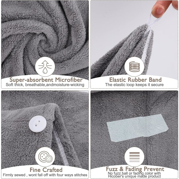 3 Pak Superabsorberende Mikrofiber Håndklæder med Knapper til