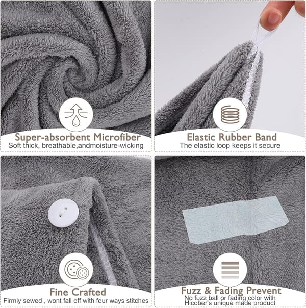 3-pak Superabsorberende Mikrofiber Håndklær med Knapper for