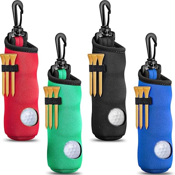 4 stk. Golf Tee Holder Golf Bold Bærepose Lomme Golf Bold Holder Nøglering Bælteklips Golf Gave Tilbehør