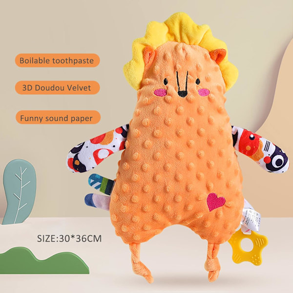 Babydyre-smokk (Oransje Løve) - Sansestimulerende leker for babyer 0 3