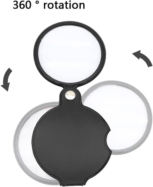 3 stk. Mini Foldbar Lommeforstørrelsesglas 5X Optisk Glas med Læder