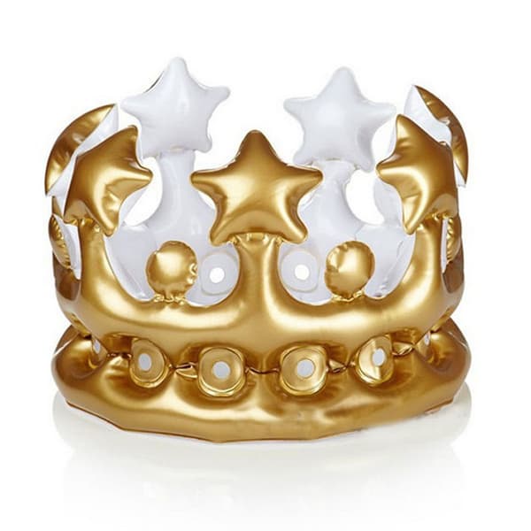 2 st Guld Inflatable Krona för Vuxna (23cm Diameter), Rolig