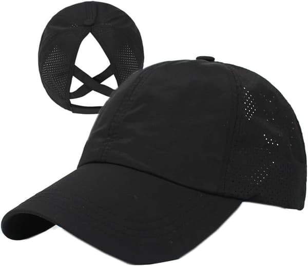 Dam Ponytail Baseball Cap Mesh Justerbar Hög Messy Bun Snabbt