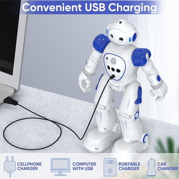 Robotleker, RC-robot for barn med gest-sensing, intelligent programmerbar robot, USB-lading, musikk- og danseleker for
