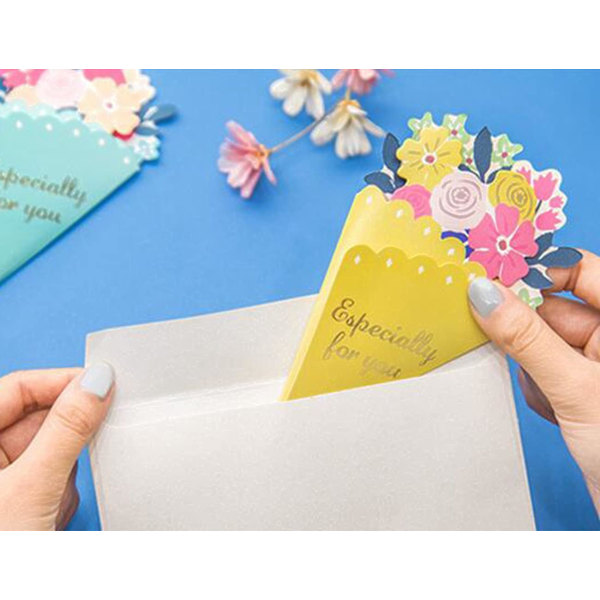Set med 6 Mini Gratulationskort + små kuvert - blomsterbukett