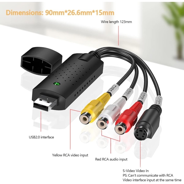 Audio Video Capture Card VHS-omvandlare Digital Video USB