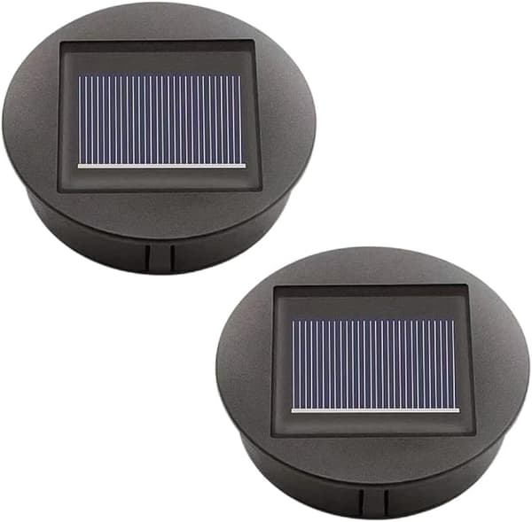 2 stycken svarta solcellslampor med batterilåda, utomhus, plast