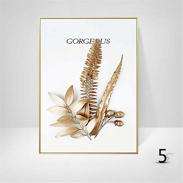 Set med 3 designväggposters med skog, guldblad, palm, oramad, väggdekor för vardagsrum - B - 30x40cm