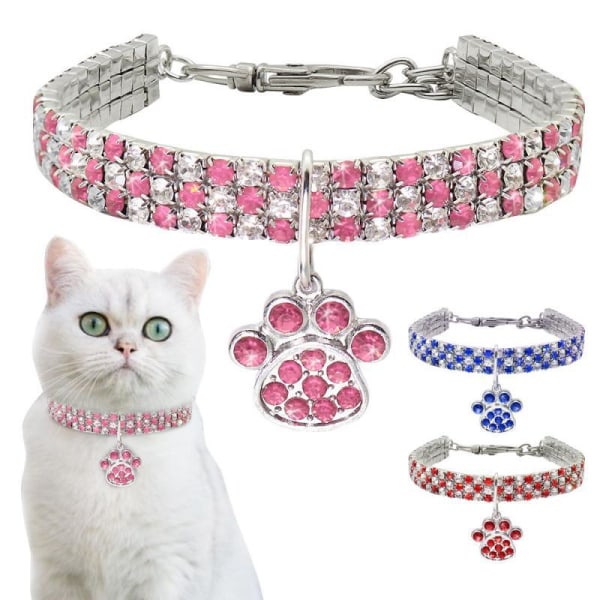 1 stk. 20 cm Rhinestone Hundekrave, Justerbar Krystal Kæledyrskrave