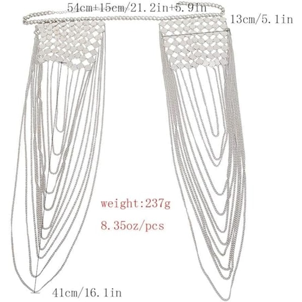 1 stk (gull) metallisk jernplate tekstur frynser dobbelt skulderkjede