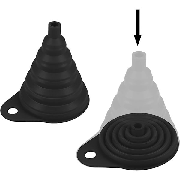 Sammenklappelig silikone tragt (ca. 11*11*1,5 cm) sort