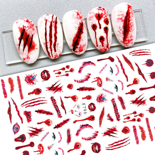 5 Ark Halloween Nagelkonst Dekaler 3D Halloween Nageldekaler