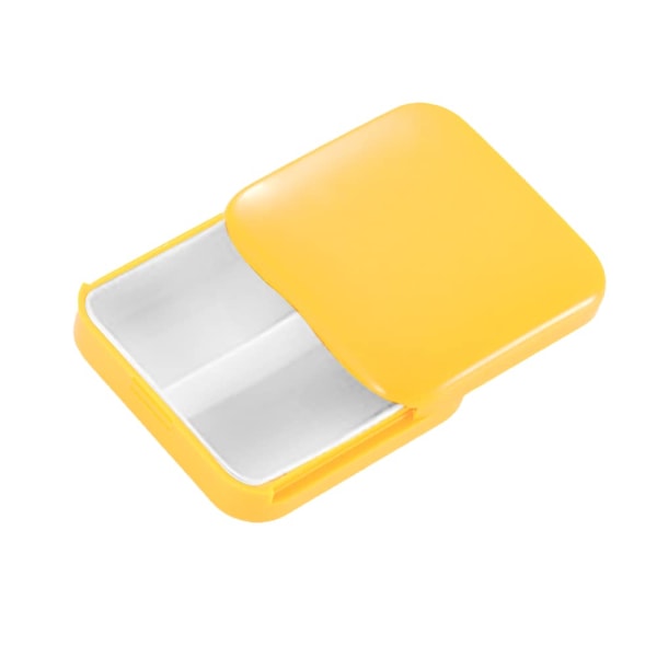 En gul 2-cells bärbar tablettbox för förvaring av vitaminer och mediciner