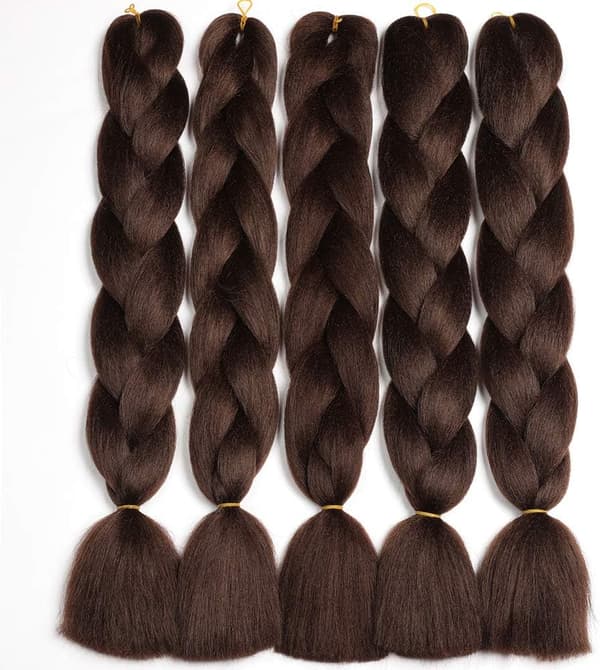 Sjokoladebrun-4# Flettehår Extensions, 24\" Extension