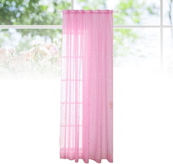 1 st - 100 * 200 cm (Rosa) Voile Gardin Romantisk Silver S