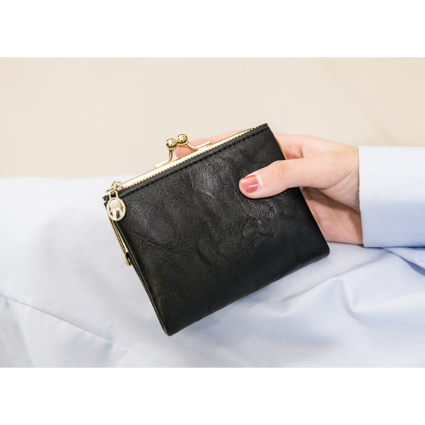 Liten lommebok for kvinner (svart) Vintage PU-skinn for kvinner Liten