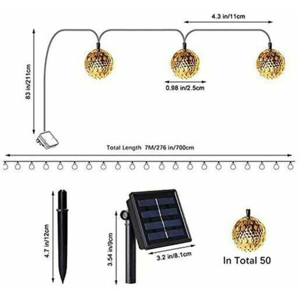 Utomhus marockanska solcellslampor: 2-pack 7M LED-slingor med