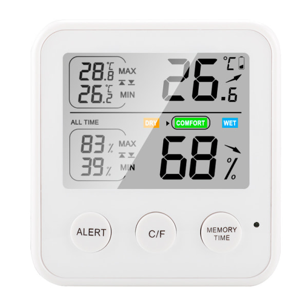 1 Styck Vit Digital Termometer, Inomhus Termometer, Hög