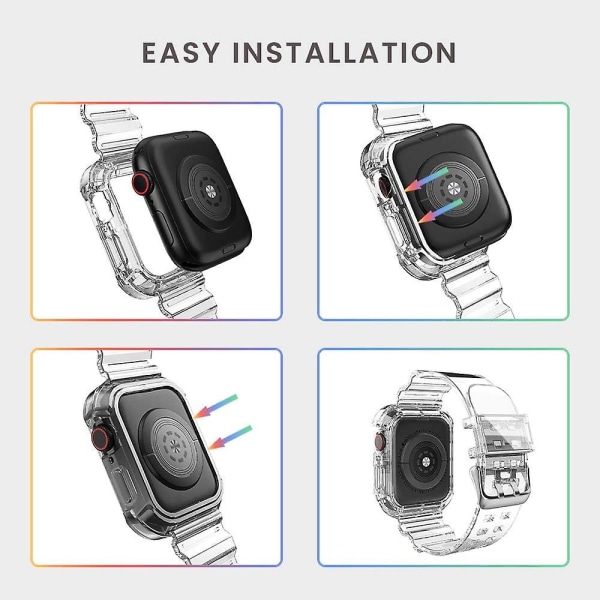 Transparent Apple Watch-rem 38/40/41mm, blød silikone sportsrem Crystal iWatch-armbånd til Apple Watch Series 8/7/6/SE/5/4/3