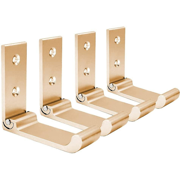 Fällbara väggkrokar, 4 st väggmonterade hjälmhållare, osynliga klädkrokar, aluminium väggkrok, med skruvar, handduksjackkrok (guld)