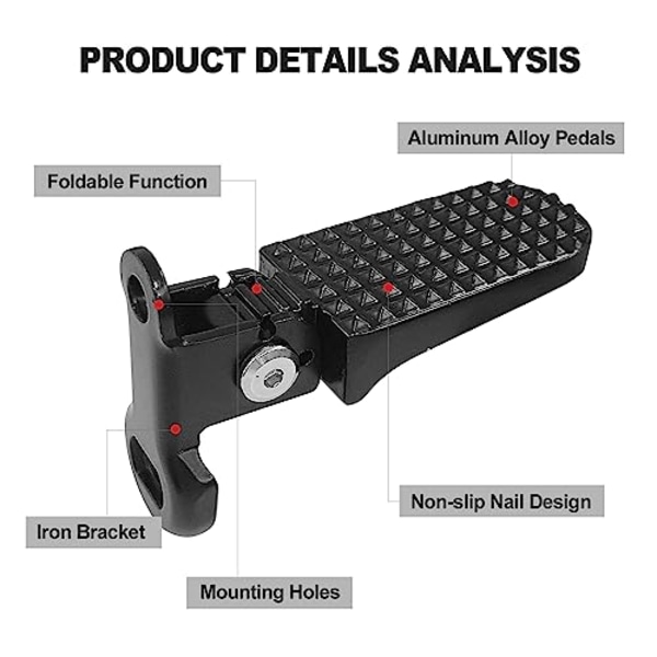 1 par sykkelpedaler bak, mini sammenleggbare fotpedaler for sykkel